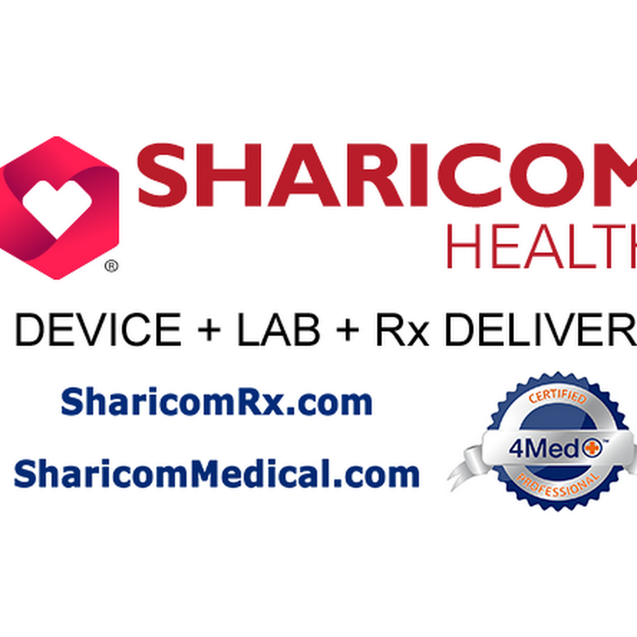 Sharicom Health delivery services and certification artwork
